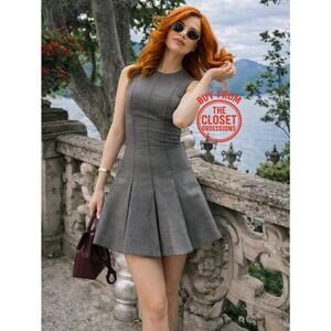 ZARA Wool-Blend Flared Hem Mini Dress NWT | Gray Fit & Flare | Size M/L